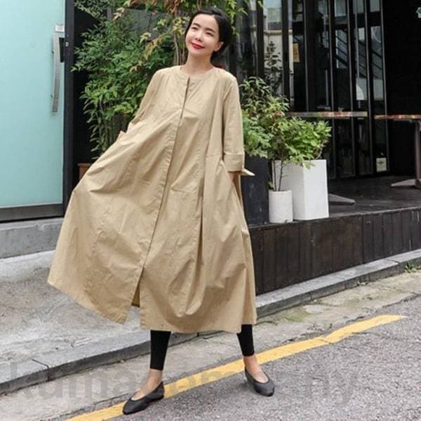 シャツワンピース ロング 長袖 レディース ワンピース 春 秋 ロングワンピース テントワンピース 大きいサイズ 黒 ノーカラー マタニティ 体型カバー ゆったり カジュアル シンプル 無地 20代