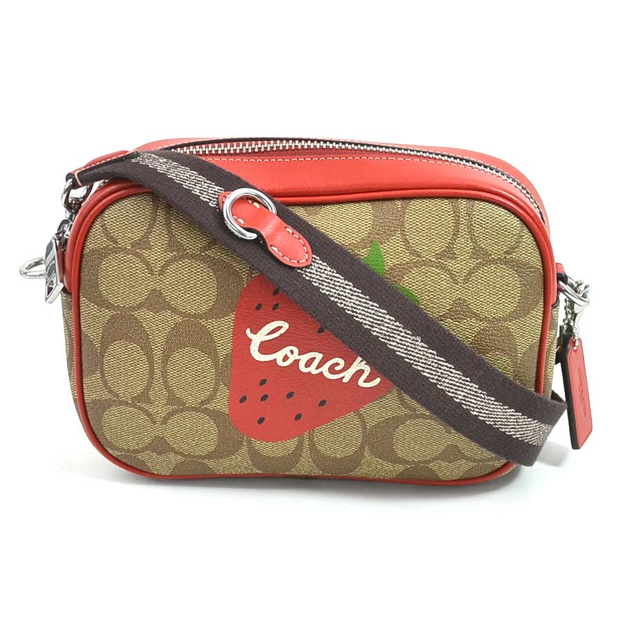 コーチ COACH 斜め掛けショルダーバッグ シグネチャー コーティングキャンバス ブラウン×レッド レディース h29387f