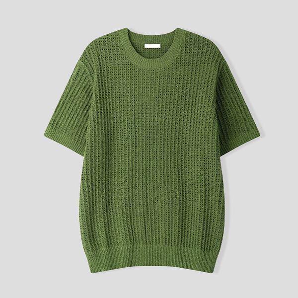 メンズコルクスカシラウンド半袖ニットTシャツ AS KNH Q015 グリーン_P422469433