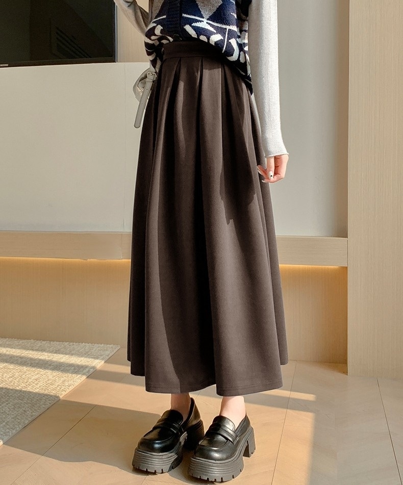 スカート ロングスカート プリーツスカート ミモレ丈 ハイウエスト Aライン アンブレラスカート シンプル カジュアル 大人 おしゃれ 大人女子 春 秋 冬 お出かけ 女子会 休日 旅行 着回し