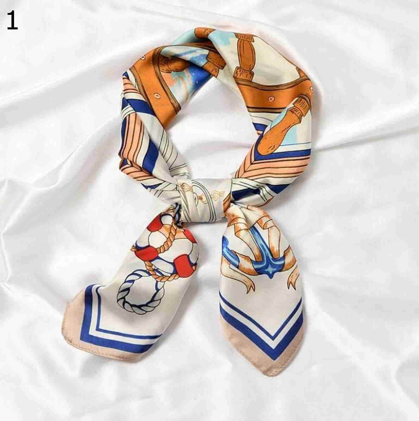 【20%OFFクーポン～】ファッション女性オーシャン アンカー ショールオフィス レディ ヘア ネック カチューシャ ヘッドクロス スクエア スカーフ スカーフ (Color : Size Kha