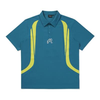 Malbon Golf純正 M アイスグラフィックポロシャツ ピーコックグリーン（メンズ）