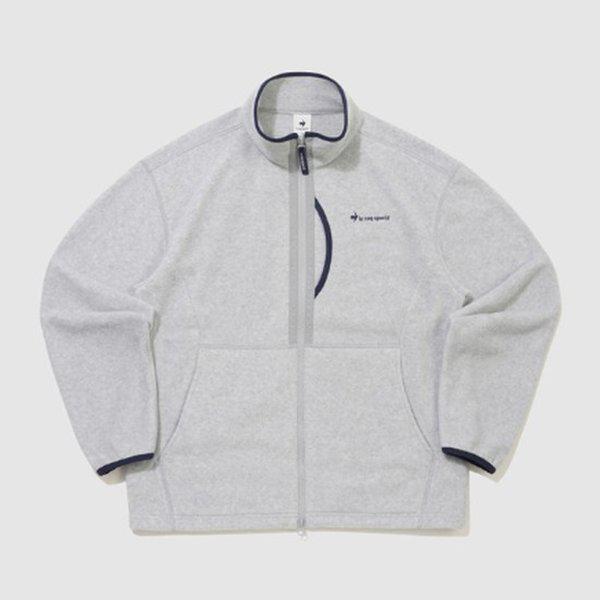 ユニフリースウーブンミックスルーズスタンネックジップアップグレーQQ423LFTO2-MGR