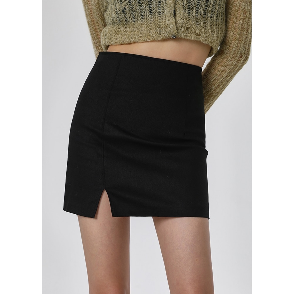 ブラックアップ【1000部販売】ヒレットスリットコットンミニスカート