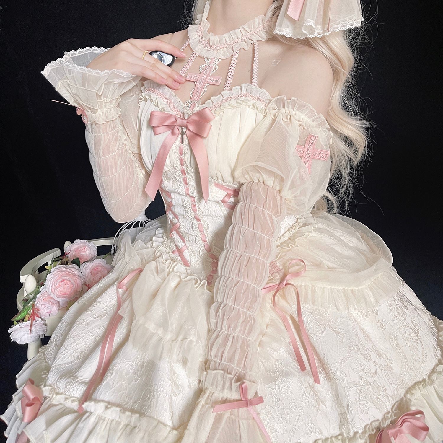 Lolita クロス姫ディアブロドレス セクシーホルタードレスJSKフルセッ
