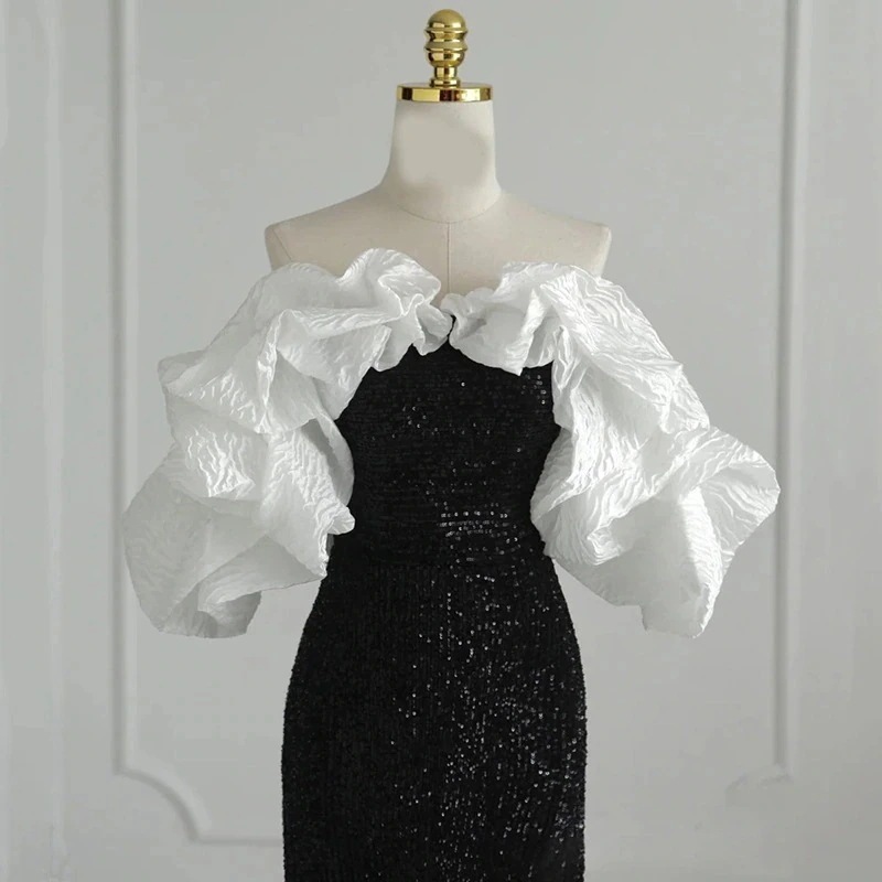 ウエディングドレス 結婚式　ドレス パーティードレス ロングワンピース ドレス ロングドレス パーティードレス 結婚式の黒の成人式イブニングドレスパーティー夏の雰囲気の会のデザイン感魚尾の司会者の