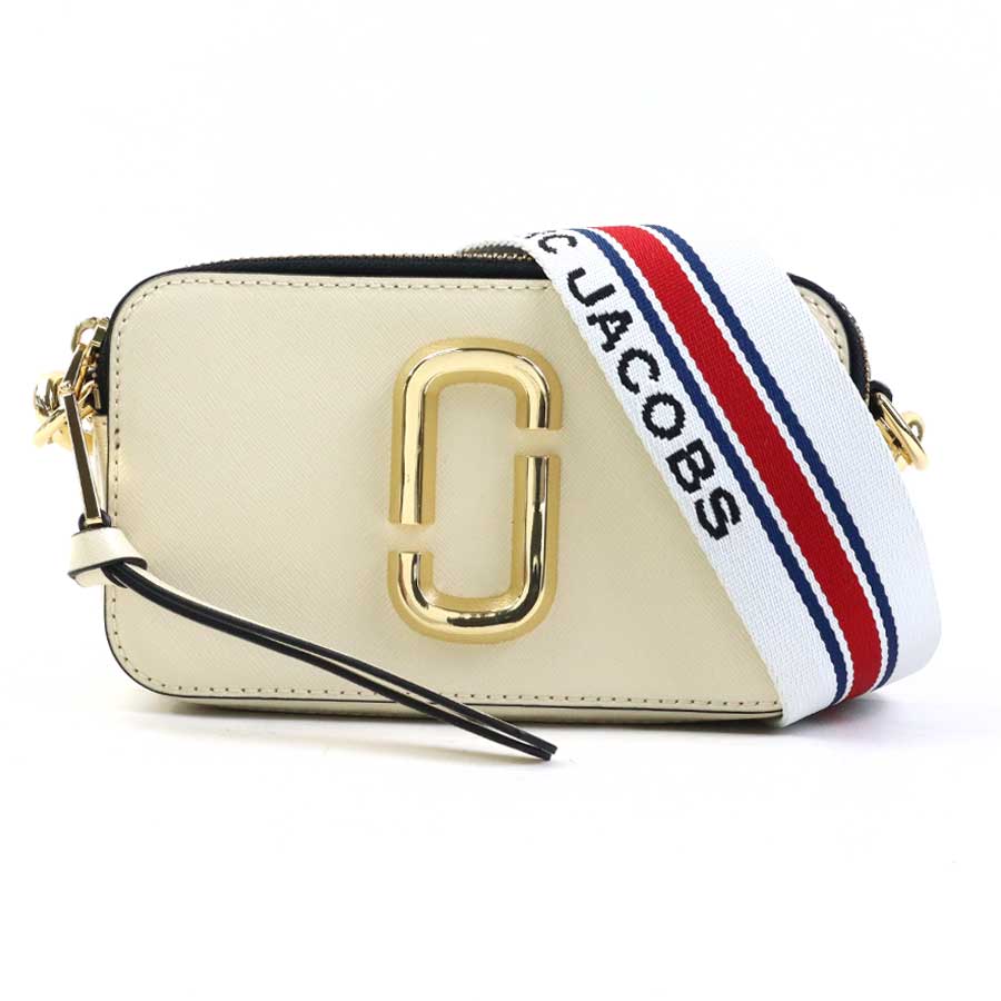 マークジェイコブス MARC JACOBS ショルダーバッグ スナップショット PVCコーティングキャンバス アイボリー×ブラック レディース h31336a