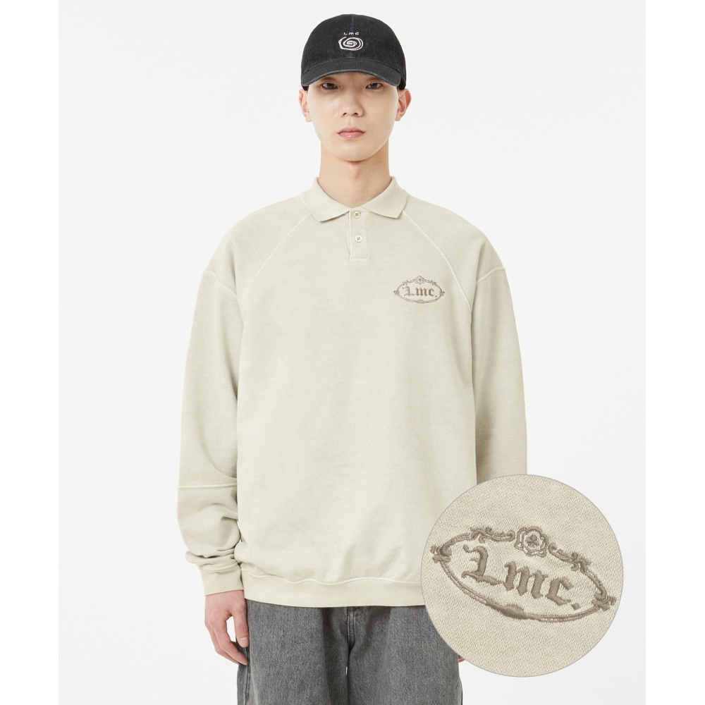 LMC オーバーダイ ゴシック オーバルカラー スウェットシャツ ベージュ