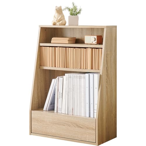 萩原 本棚 ブックラック 大容量 可動棚付き１刻みで調節できるコミック 収納 引き出し付 シンプル 幅60 ナチュラル RCC-1906NA 8,579円