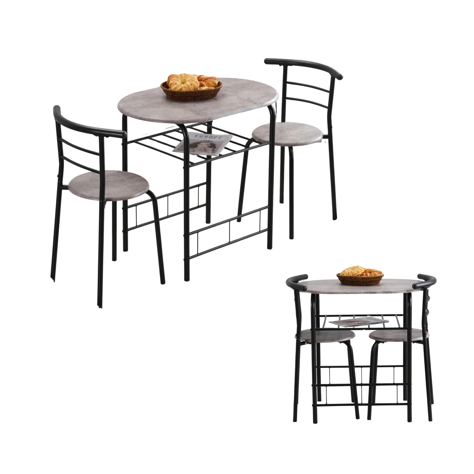 【日本国内出荷-3日で配達】楕円形 ダイニング 3点セット ダイニングテーブル ダイニングセット 食卓 チェア2脚 コンパクトサイズ 2人掛け おしゃれ コンパクト 木目調 DJYC14