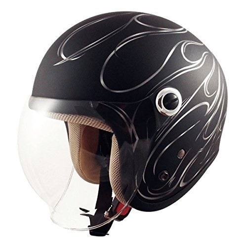 TNK工業 スピードピット ジェット型ヘルメット GS-6 マッドブラック/ガンメタ/ファイヤー サイズ:LADYS FREE（57-58cm未満） 5...