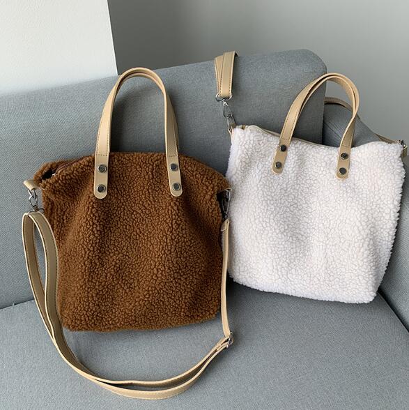 バッグ ショルダーバッグ もこもこ 無地 大容量 レディース オシャレ 韓国 ファッション 雑貨 かわいい おしゃれ 北欧 送料無料 [K] (T)