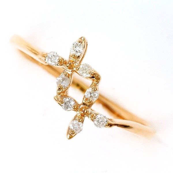 K10 10金 PG ピンクゴールド リング 指輪 7号 ダイヤ ジュエリー 中古