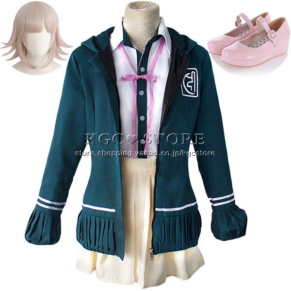 スーパーダンガンロンパ2 さよなら絶望学園 風 七海千秋 コスプレ衣装 ウィッグ 靴 ハロウィン仮装