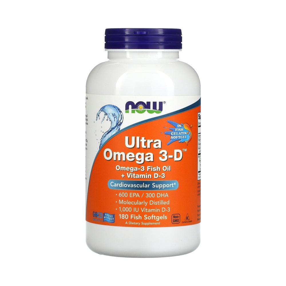 NOW Foods ウルトラ オメガ 3-D 600EPA / 300DHA 180フィッシュ ソフトジェル