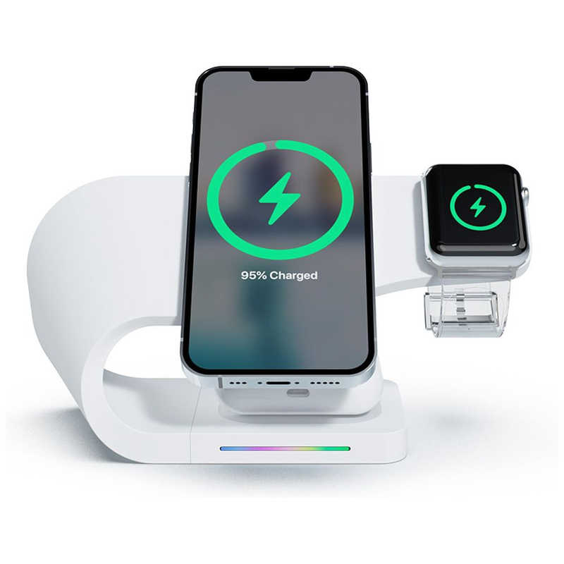 ROA　3in1 Wave ワイヤレス充電スタンド ホワイト miak(ミアック)　MK52121WH