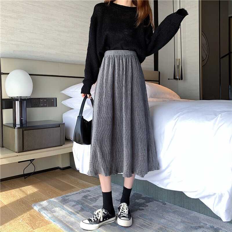 ボトムス ボトム おすすめ おしゃれ お洒落 激安 安い プチプラ スカート ロング スカート フレア スカート ハイ ウエスト ストレッチ Ａライン ミモレ 丈 ウエスト ゴム lbot0