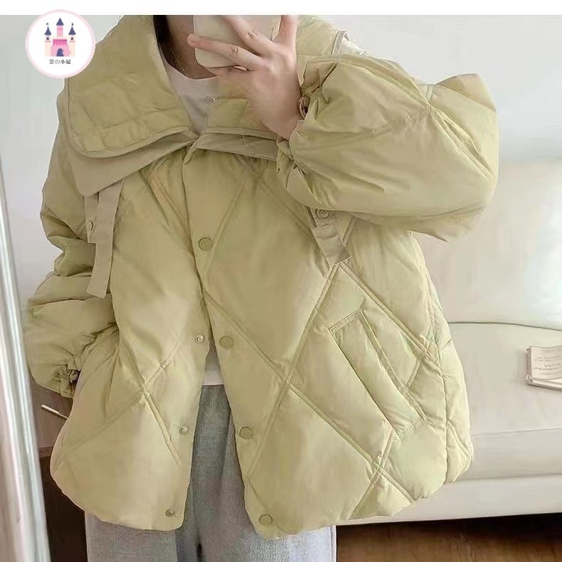 Hot!!!小人数のデザイン感海軍ネックダウンジャケット女性ショート丈小柄年新型韓国版ゆったり冬コート 5,432円