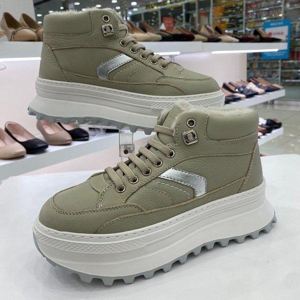 女性軽量ファー厚底スニーカーブーツ YACWSB6O9WH HSFT1A GN