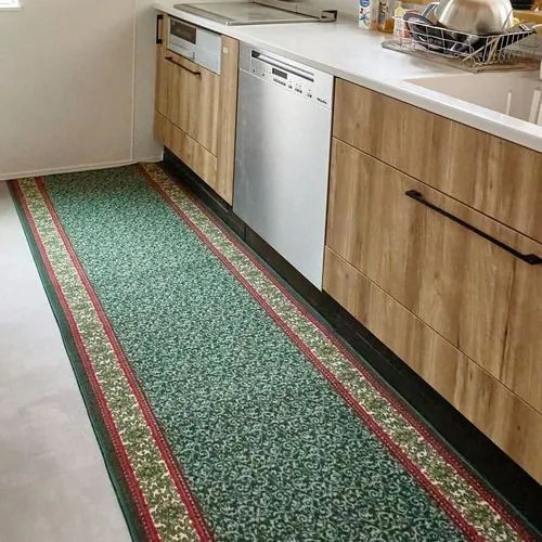 【メーカー直送品】萩原 廊下敷きプリントマット ナタリア 約80×540cm グリーン