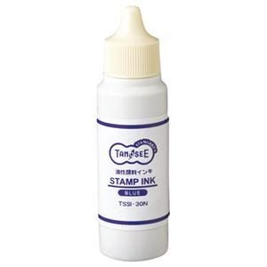 （まとめ） TANOSEE スタンプ台専用補充インキ 30ml 藍色 1個 [x10セット]