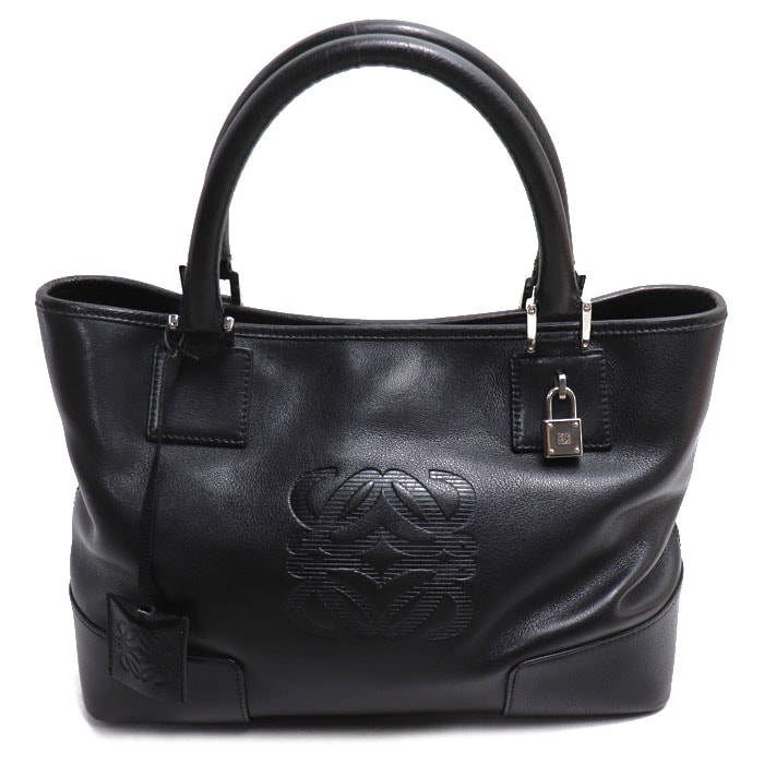 LOEWE ロエベ アマソナフスタ アナグラム トート ハンドバッグ ブラック レディース 中古