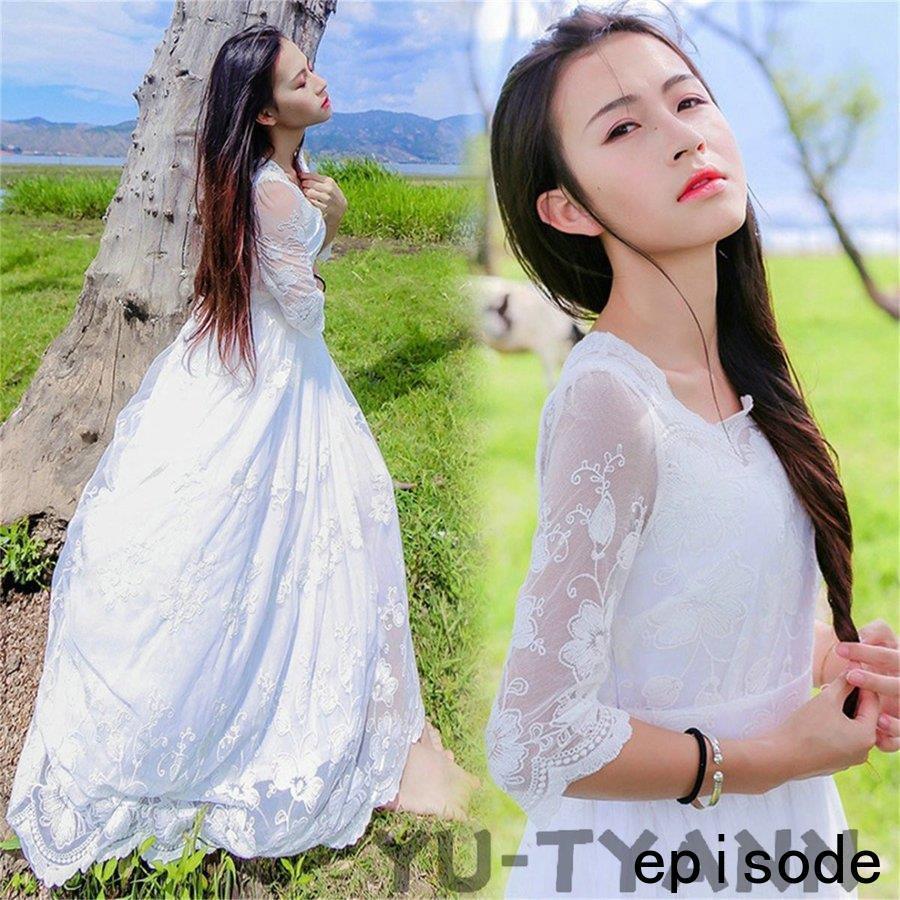 マキシワンピース シフォンワンピース ドレス マキシ丈ワンピース 通勤 結婚式 白 ホワイト 春 ロング ノースリーブ マキシワンピ ワンピース レディース