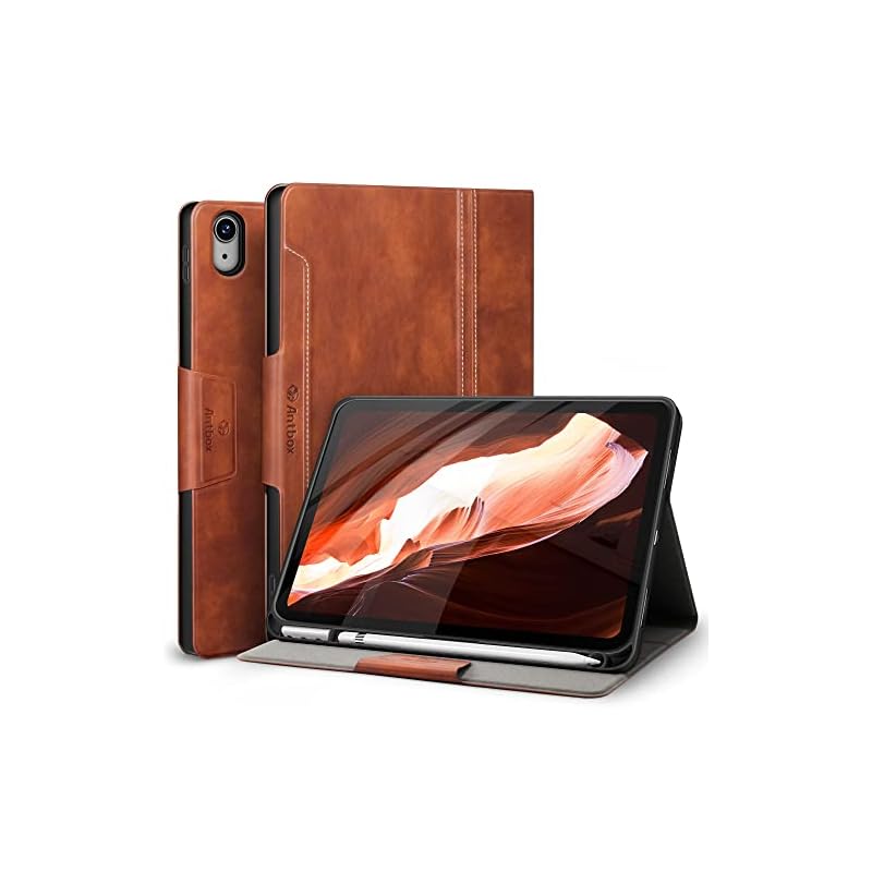Antbox iPad 第10世代 ケース 10.9インチ (2022年10月 高級ソフトPUレザー製 ひび割れ防止 耐衝撃 アップルペンシル収納可 オートスリープ＆スタンド機能付き 全面保護 iPa