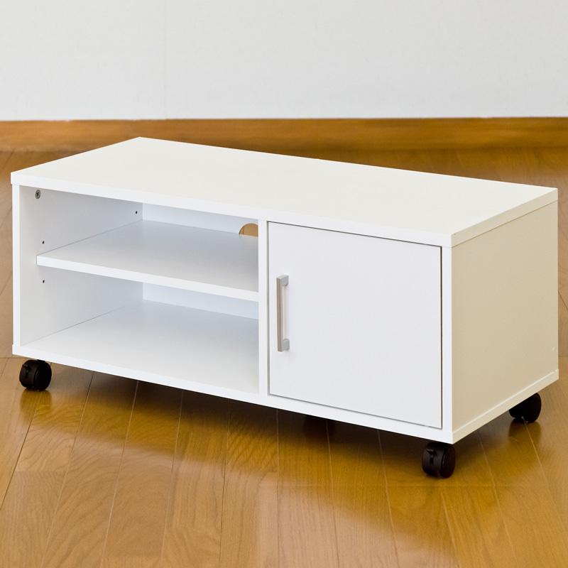 【新品登场快速出荷】テレビ台 TVボード ローボード 32インチ対応 扉付き 幅80cm 収納チェスト ラック キャスター付き ホワイト HMP-09 WH