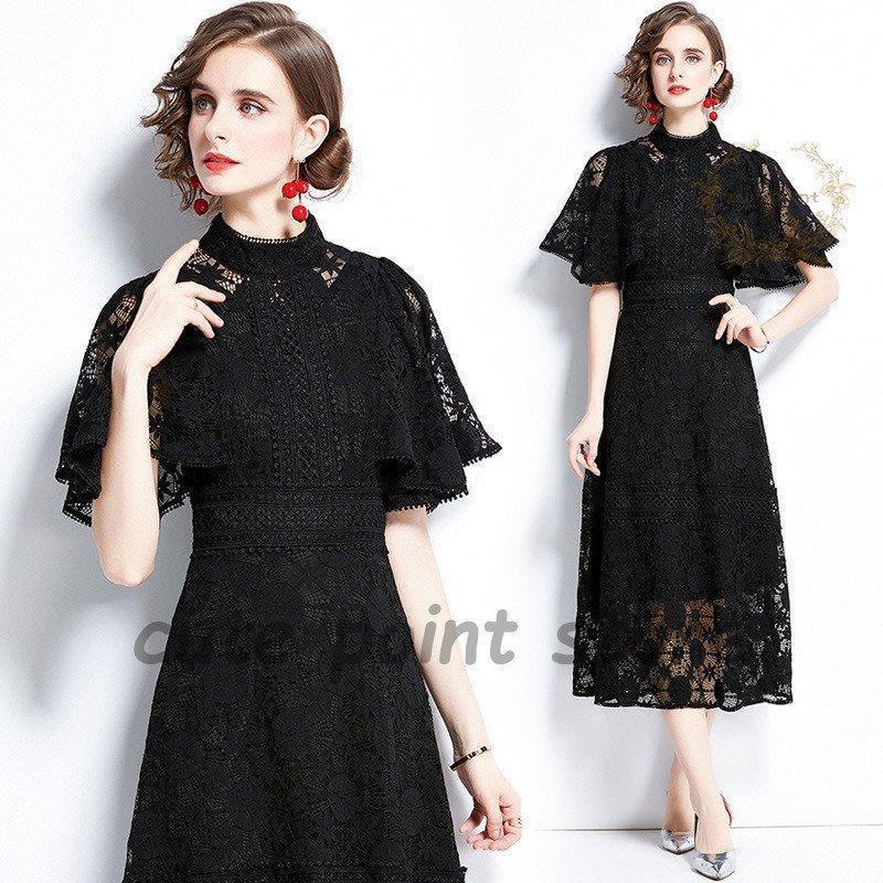 迅速発送 パーティードレス 大きいサイズ ロング丈 結婚式 40代 袖あり 半袖 フォーマルドレス レースワンピース お呼ばれ 二次会 披露宴 謝恩会 上品 おしゃれ 着痩せ