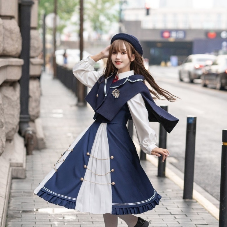 伝書ピジョンアカデミーロリータカレッジウィンドロリータ秋冬ベストシャツマントスカート