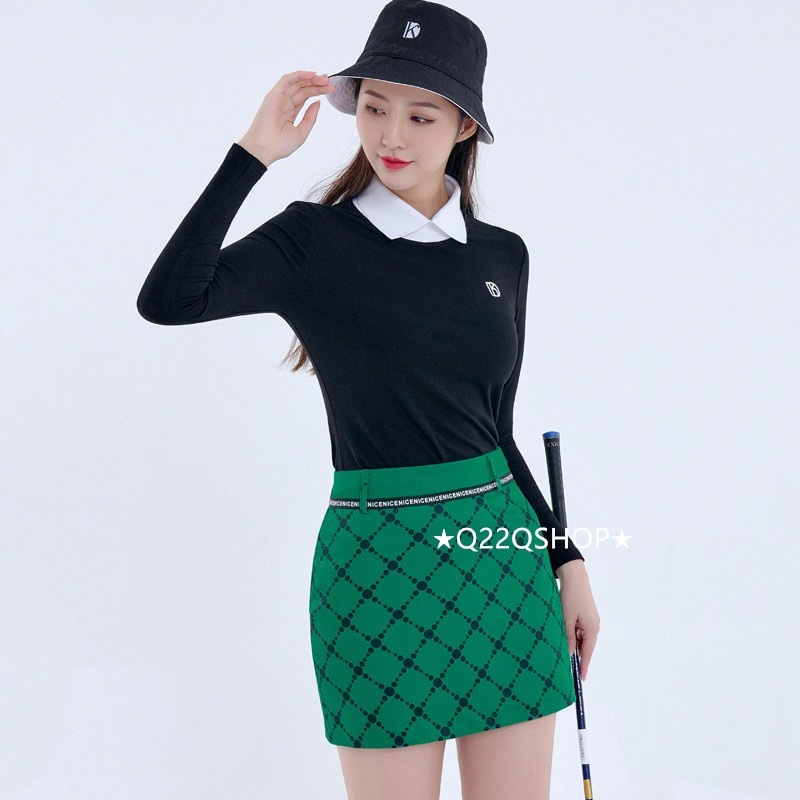 ゴルフウェア レディース スポーツウェア ゴルフスカート Tシャツ 長袖 スカート 上下セット 大きいサイズ 黒 グリーン 春夏 秋冬 速乾 韓国風 INS おしゃれ 4,949円
