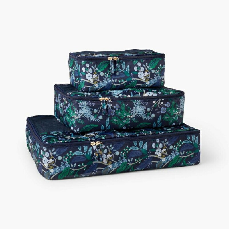 ライフルペーパー パッキングケース セット ピーコック トラベルケースセット rifle paper 旅行ポーチ トラベルポーチ メッシュ 3点セット おしゃれ
