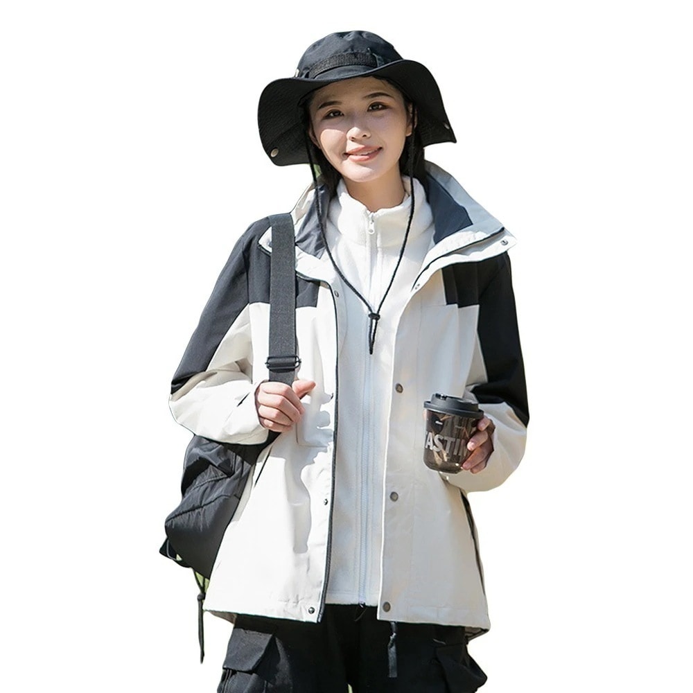 [最安値挑戦]！ウインドブレーカー ジャケット コート レディース メンズ ユニセックス 2点セット フード取り外し 防風 保温 防寒 マウンテンパーカー はっ水 男女兼用フリース付きアウトドアジャケ