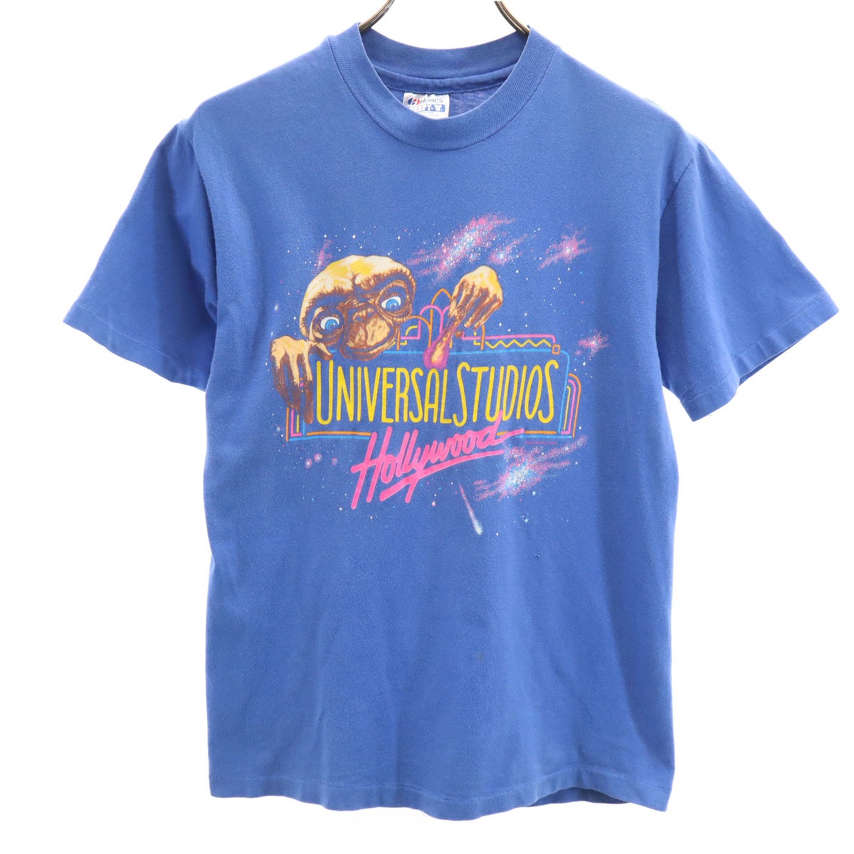 80s 90s オールド USA製 ユニバーサルスタジオハリウッド 半袖 シングルステッチ Tシャツ S ブルー E.T. メンズ 古着