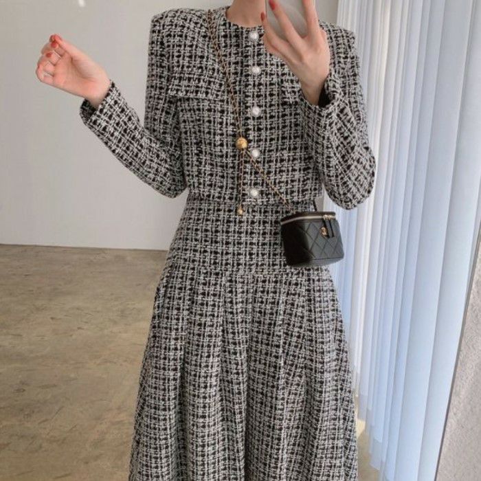 2022年 秋冬 新作 2color ツイード パールボタン ショート ジャケット 5,068円