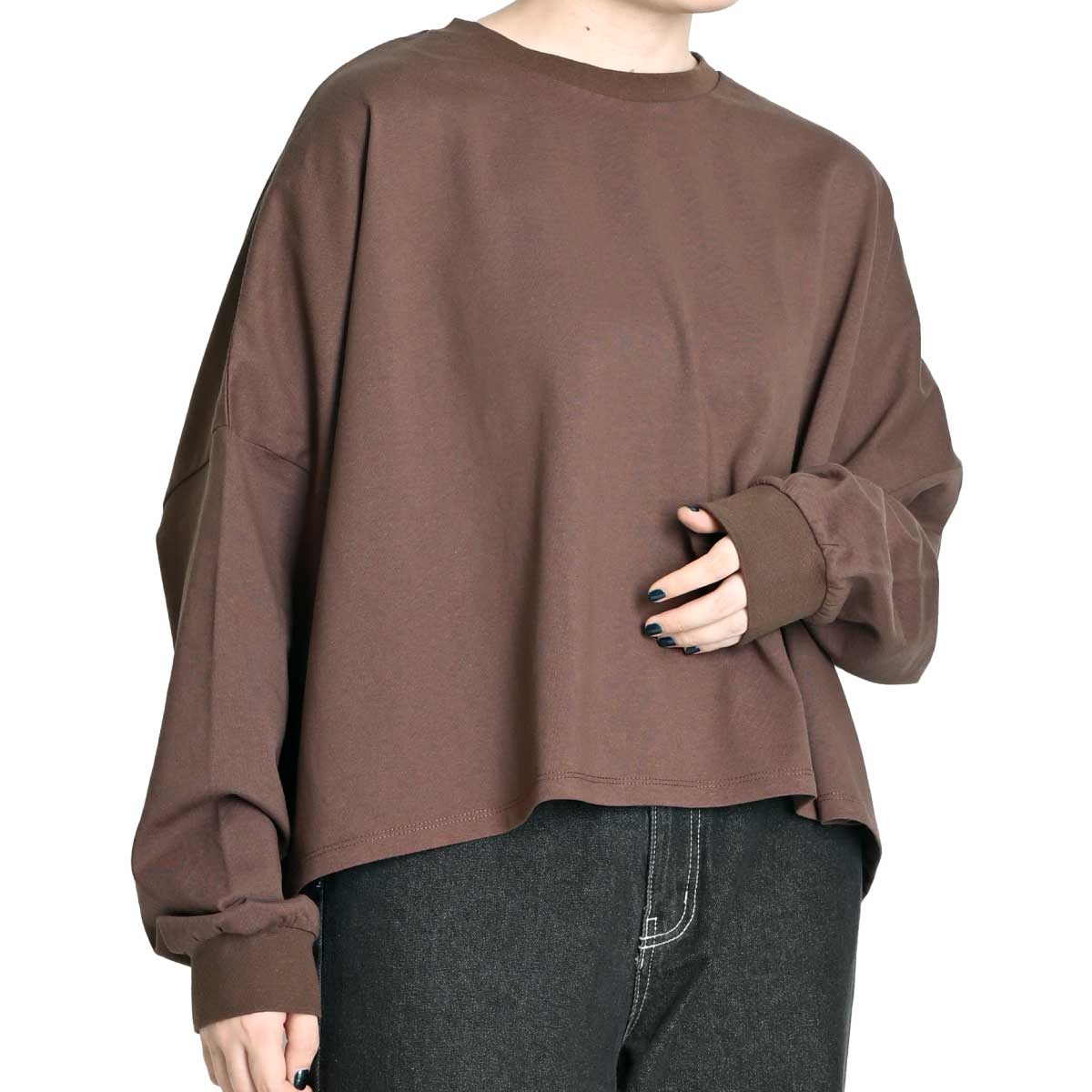 長袖 カットソー Tシャツ レディース 大正解シルエットUSAコットンショートプルオーバー 秋 秋服 冬 冬服 機能性 カジュアル ゆったり ベーシック 綿100％ コットン フリーサイズ M-LL