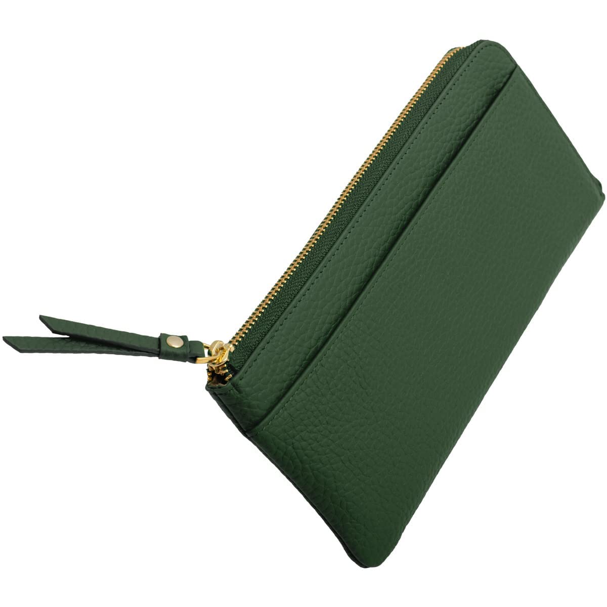 [RafiCaro] 財布 レディース L字ファスナー 長財布 レザー 本革 大容量 カードポケット×20 外ポケット 小銭入れ 薄い 薄型 軽量 グリーン