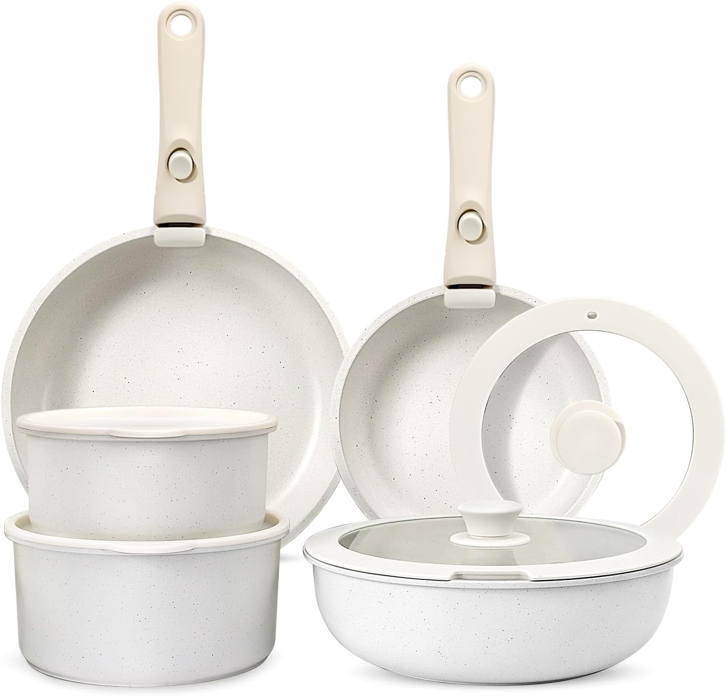 フライパン セット IH・ガス火対応 11点 焦げ付かない鍋セット 取っ手が取れる セラミックコーティング フライパン 炒め鍋 片手鍋 体に害のない お手入れ簡単 オーブン対応