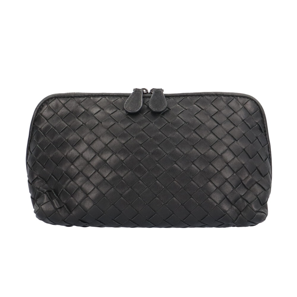 ボッテガヴェネタ フラットオーバル ポーチ イントレチャート ポーチ レザー 132534 BOTTEGAVENETA 中古