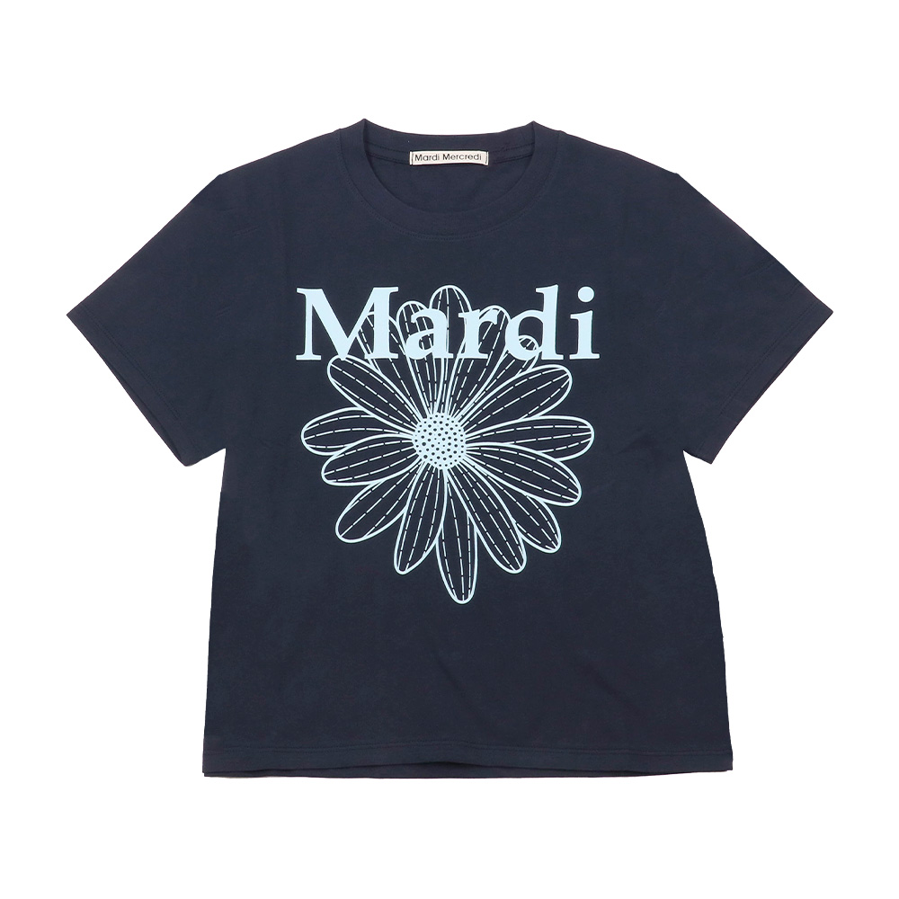 Tシャツ SLIM TSHIRT FLOWERMARDI NAVY SKY 半袖 レディース 韓国 ファッション アパレル