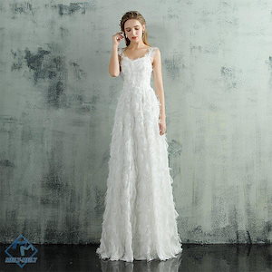 ウエディングドレス aライン 白 ボレル 安い ウェディングドレス 花嫁 結婚式 パーティードレス