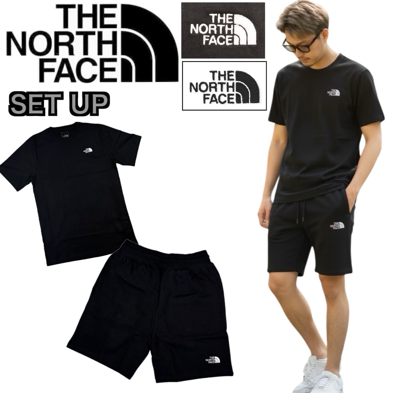 ザ ノースフェイス セットアップ Tシャツ 2点セット NF0A8CZ2/NF0A8C2G/NF0A8C1J 上下 ボトムス ハーフパンツ ボックスロゴ 裏起毛 刺繍ロゴ THE NORTH FACE