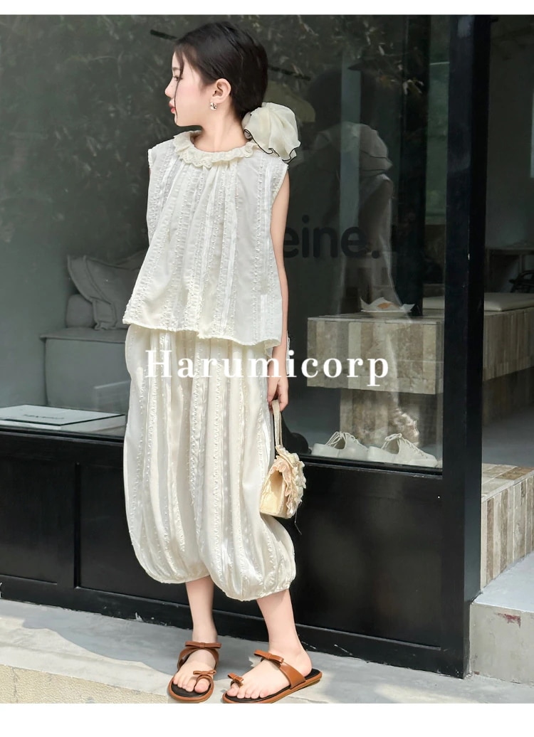 セットアップ キッズ ベビー服無地 棉女の子 tシャツ 七分パンツ おしゃれ 可愛い 子供服 夏 少年上下セット トップス ボトムス ジュニア 赤ちゃん ガウチョパンツ ワイトパンツ 入学 入園 誕生