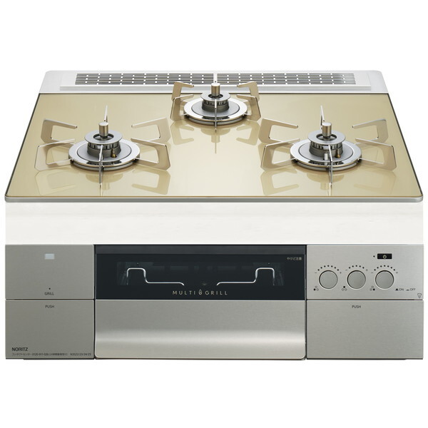 N3S22PWASFSTESC-LP シャンパンゴールドガラストップ プログレ ビルトインガスコンロ (プロパンガス用・3口・幅60cm)