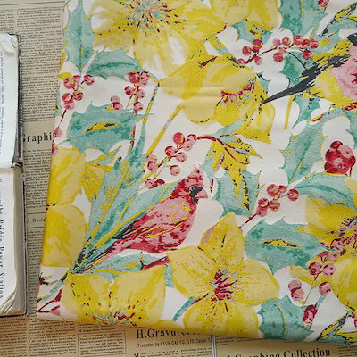 Qoo10] 横幅144cm 生地 布 花柄 鳥柄 色