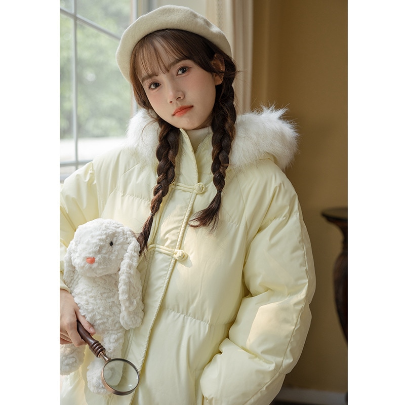 パン娘 冬の新作 甘い 年齢を減らす 文芸 ボタンで留める 綿入れの服 ゆとりがある コートに襟