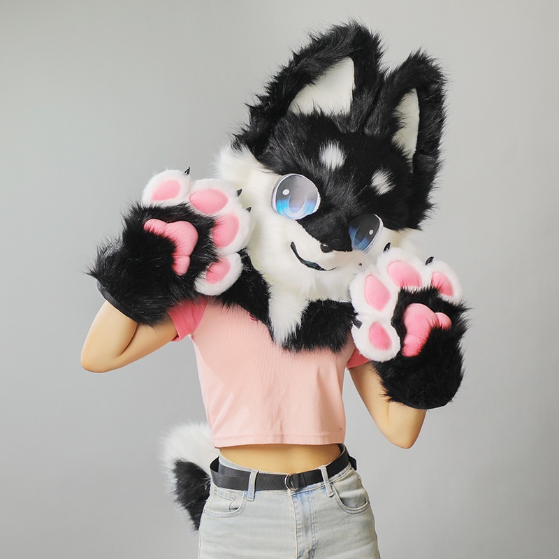 【急速出荷】fursuit人形服犬科獣頭マスク爪尾半装furry獣装セット