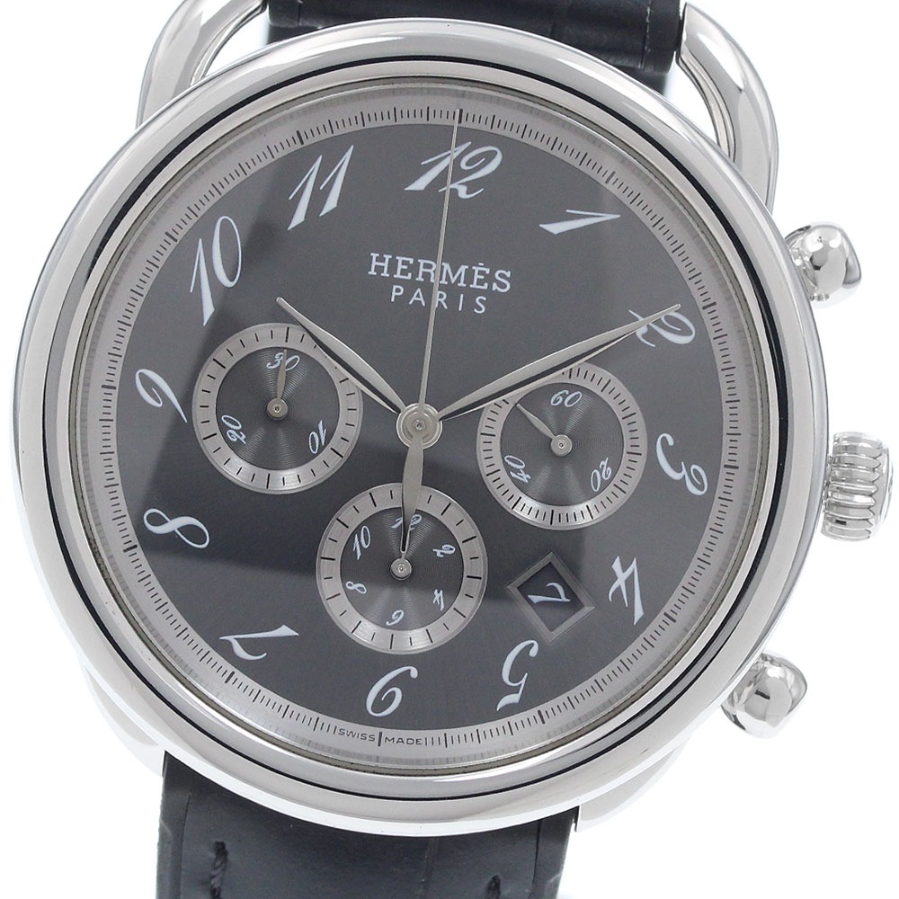 エルメス HERMES AR4.910 アルソー デイト クロノグラフ 自動巻き メンズ 美品 _961319【中古】