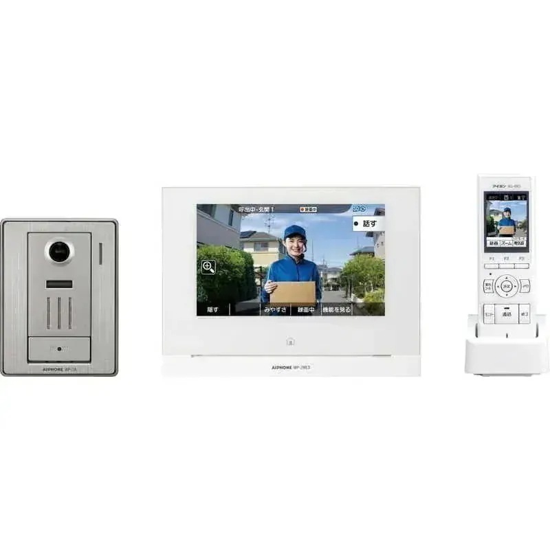 アイホン インターホン ドアホン テレビドアホン ワイヤレス子機セット スマートフォン連動 動画録画 宅配ボックス連動録画 AC電源プラグ式 スノーホワイト KM-77